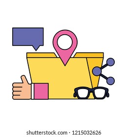folder glasses hand like email social media