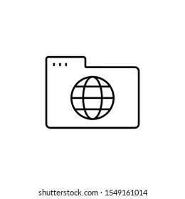 Folder globe icon. Simple line, outline vector of icons for ui and ux, website or mobile application