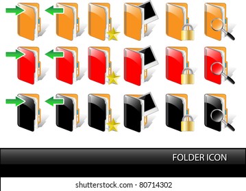 Folder glossy icon set-Vector illustration