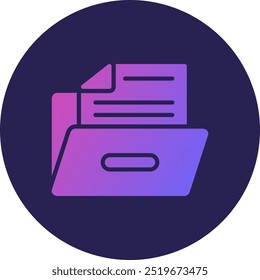Folder Glyph Circle Gradient Icon
