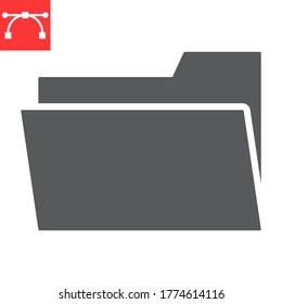 Icono de glifo de carpeta, ui y botón, gráficos vectoriales de signo de documento, icono sólido de trazo editable, eps 10