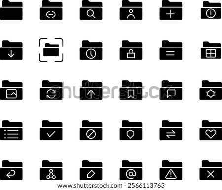 Folder glyph vector icons pack