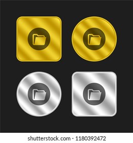 Folder gold and silver metallic coin logo icon design