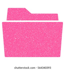 Folder grainy textured icon for overlay watermark stamps. Flat symbol with scratched texture. Dotted vector pink ink rubber seal stamp with grunge design on a white background.
