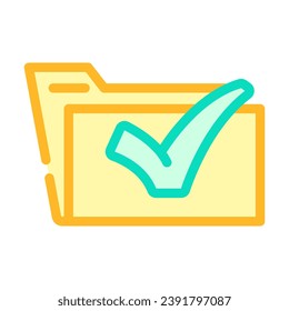 folder green check mark color icon vector. folder green check mark sign. isolated symbol illustration