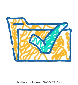 folder green check mark doodle icon sketch vector. folder green check mark sign. isolated symbol illustration