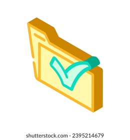 folder green check mark isometric icon vector. folder green check mark sign. isolated symbol illustration