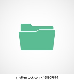 Folder Green Flat Icon On White Background