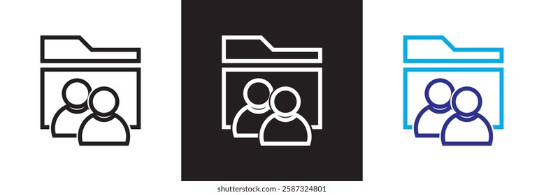Folder with group account icon.  isolated on white and black background. Vector illustration. EPS 10