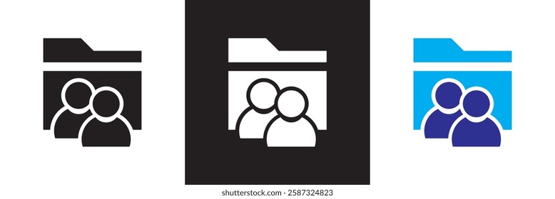 Folder with group account icon.  isolated on white and black background. Vector illustration. EPS 10