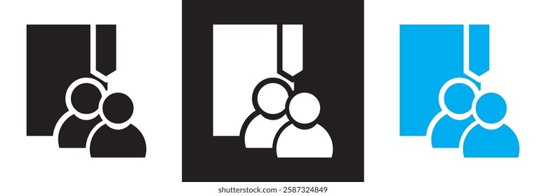 Folder with group account icon.  isolated on white and black background. Vector illustration. EPS 10