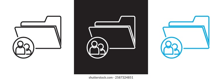 Folder with group account icon.  isolated on white and black background. Vector illustration. EPS 10