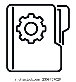 Folder guide icon outline vector. Project book. Gear page