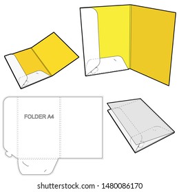 Folder with gusset 6 millimeter and Die-cut Pattern. The .eps file is full scale and fully functional. Prepared for real cardboard production.