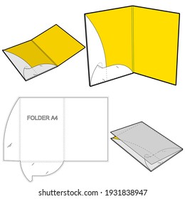 Folder with gusset 6 millimeter and Die-cut Pattern. The .eps file is full scale and fully functional. Prepared for real cardboard production.