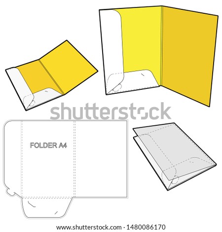 Folder with gusset 6 millimeter and Die-cut Pattern. The .eps file is full scale and fully functional. Prepared for real cardboard production.