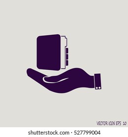 folder and hand icon. 