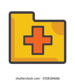 Folder With Health Icon. Folder Illustration. Flat Vector Icon. Can Use For, Icon Design Element,ui, Web, App.