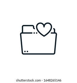 Folder with heart, favorite, outline icon. vector illustration. Editable stroke. Outline icons suitable for web, infographics, interface and apps.