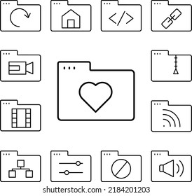 Folder heart icon in a collection with other items