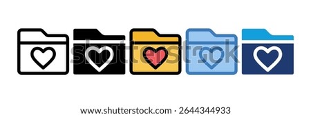 Folder Heart Icon Element For Design