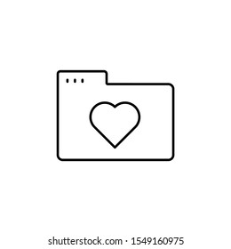 Folder heart icon. Simple line, outline vector of icons for ui and ux, website or mobile application