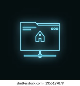 Folder, home, site, neon, icon. Web Development Vector Icon. Element of simple symbol for websites, web design, mobile app, infographics. Line symbol for website design