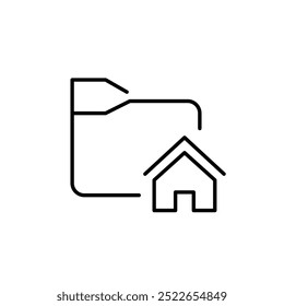 Folder with home symbol. Digital smart home management, home office files. Pixel perfect, editable stroke icon