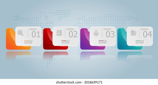 folder horizontal infogrphics element presentation with business icons 4 steps vector illustration background