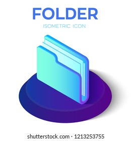 Folder Icon. 3D Isometric Folder sign. Created For Mobile, Web, Decor, Print Products, Application. Perfect for web design, banner and presentation. Vector Illustration.