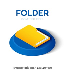 Folder Icon. 3D Isometric Folder sign. Created For Mobile, Web, Decor, Print Products, Application. Perfect for web design, banner and presentation. Vector Illustration.