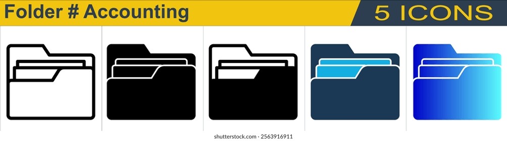 Folder icon with 5 styles (outline, solid, mixed, duotone and solid gradient)