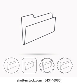 Folder icon. Accounting audit sign. Linear circle, square and star buttons with icons.