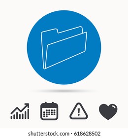 Folder icon. Accounting audit sign. Calendar, attention sign and growth chart. Button with web icon. Vector