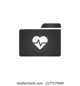 Folder Icon with al mheart and beat in trendy flat style isolated on white background, for your web site design, app, logo, UI. Vector illustration,