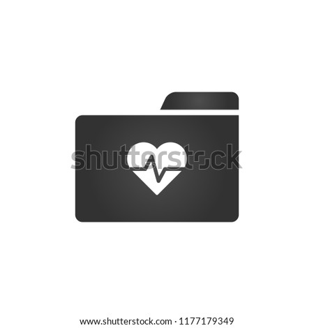 Folder Icon with al mheart and beat in trendy flat style isolated on white background, for your web site design, app, logo, UI. Vector illustration,