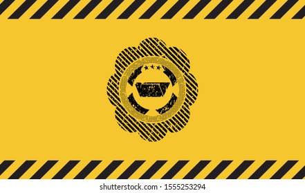 folder icon black grunge emblem inside yellow warning sign. Vector Illustration. Detailed.