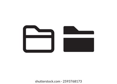 Folder icon black and outline versions Vector