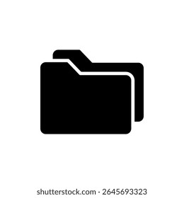 Folder icon. Black vector illustration.