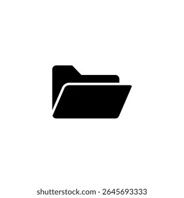 Folder icon. Black vector illustration.