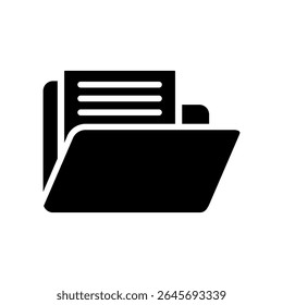 Folder icon. Black vector illustration.