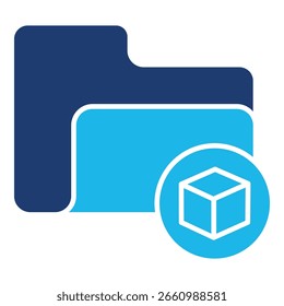 Icono de carpeta en diseño plano monocromo azul, Ilustración vectorial