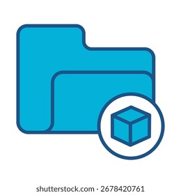 Icono de carpeta en diseño plano monocromo azul, Ilustración vectorial