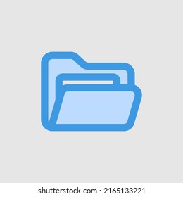 Icono de carpeta en azul sobre elementos esenciales, uso para presentación de aplicaciones móviles del sitio web