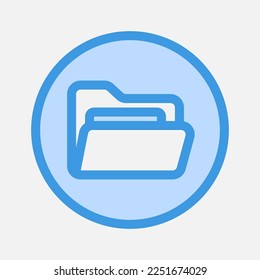 Icono de carpeta en azul sobre elementos esenciales, uso para presentación de aplicaciones móviles del sitio web