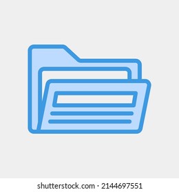 Folder icon in blue style, use for website mobile app presentation