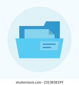 Icono de carpeta, iconos planos de administración de negocios, tema de color azul