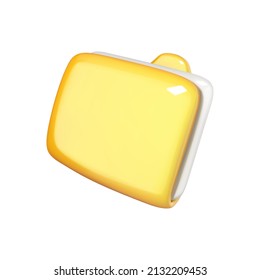 Icono de carpeta en el estilo 3d de caricatura aislado en fondo blanco. Ilustración vectorial carpeta amarilla volumétrica plástica.