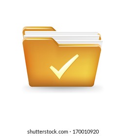 folder icon with checked mark isolated on white background