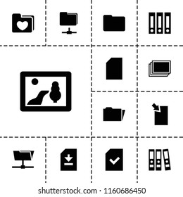 Folder icon. collection of 13 folder filled icons such as photos, picture, paper, file, binder. editable folder icons for web and mobile.